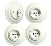 1 Interrupteurs en Porcelaine et 3 Prise Ceramique de avec Terre, Child Protection System