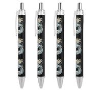 1 Is on Dolphin Lot de 4 stylos à bille rétractables noirs à pointe fine 0,5 mm