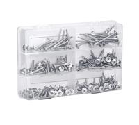 1 jeu/210 pièces de vis autotaraudeuses à tête plate en acier inoxydable 410