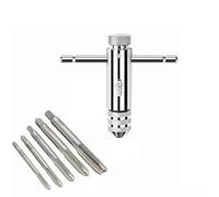 1 jeu (6 pièces) de porte-taraud à cliquet poignée en T réglable argent, clés, outils manuels avec filetage vis Machine M3-M8, bouchon métrique, robinet forme Pour Clé Tarauder