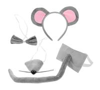 1 Jeu Bandeau D'halloween Déguisement De Souris Cochon Gonflable Queues Oreilles De Tamia Bandeau Oreilles De Rat D'arc D'halloween Queue De Nez De Souris Grey En Tissu Didiseaon