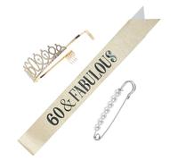 1 Jeu Couronne De Strass D'anniversaire Ceinture De Mariée Ceinture D'anniversaire En or Rose Bannière De Fête De Retraite Bannière Joyeux Anniversaire Ceinture Et Satin Golden VALICLUD