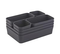 1 jeu d’organiseurs de tiroirs, boîte de rangement, système de séparation unique, réglable, pour ustensiles, espace de rangement, convient au salon, à la salle de bain, en plastique, anthracite