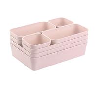 1 jeu d’organiseurs de tiroirs, boîte de rangement, système de séparation unique, réglable, pour ustensiles, espace de rangement, convient au salon, à la salle de bain, en plastique, rose