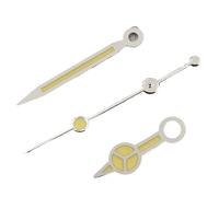 1 jeu d'aiguilles de montre 12,5 x 12 x 8 mm, vertes et lumineuses, for mouvement NH35, NH36, 7S26, 7S36, 4R35, 4R36(Silver Yellow)