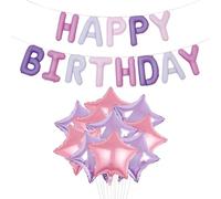 1 jeu de bannières de ballons « Happy Birthday », 10 ballons en forme d'étoile, ballons en aluminium pour décoration murale, décorations de fête d'anniversaire, fond d'anniversaire