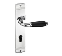 1 Jeu de béquilles MATTEO Chrome poli Poignée noire mate Poignées de porte à cylindre profilé (PZ) sur plaque longue Poignée de porte vintage avec matériel de fixation de Sotech