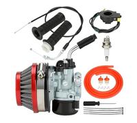 1 jeu de carburateur course 2 temps 49cc 50cc 66cc 80cc 100cc avec filtre à Air adapté au moteur Moto motorisé(Red)