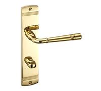 1 Jeu de poignée de porte FREJA Laiton poli Salle de bain (toilette) Poignée de porte sur longue plaque set de salle de bain avec matériel de fixation de Sotech