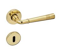 1 Jeu de poignées de porte FREJA laiton poli Buntbart (BB) Ferrure de porte sur rosace ronde Set poignée de porte vintage avec matériel de fixation de Sotech