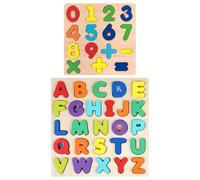 1 jeu de puzzles majuscules, 1 jeu de puzzles chiffres, puzzles de reconnaissance de lettres pour enfants, jouets éducatifs, puzzles de panneaux, puzzles tridimensionnels, jouets éducatifs