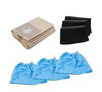 1 Jeu De Sacs À Poussière en Tissu Bleu, Filtre en Mousse Compatible avec Les Aspirateurs Eau Et Poussière Einhell TC-VC 1820, TC-VC 1820 SA, TC-VC 1812 S Et TC-VC