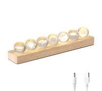 1 jeu de systèmes solaires Planet 3D boule de cristal lumière de nuit pour planètes spatiales, décoration en cristal, veilleuse LED avec base en bois, sept planètes, décoration de festival