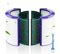 1 Jeu Filtre Remplacement Compatible avec Dyson TP04 DP04 HP04 TP05 DP05 | Filtre à Verre et à Charbon Actif, Élimine 99,97% Particules, pour Dyson TP04 DP04 HP04, Brosse de Nettoyage Incluse