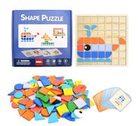 1 Jeu Puzzle Enfant 3 Ans, Mosaique, Puzzle en Bois Enfant avec 138 Blocs De Bois, 42 Dessins D'Exemple Et 1 Tableau De Quadrillage