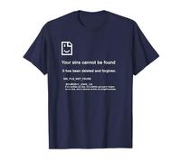 1 John 1:9 Sins Cannot Be Found - Christian PC Error (Blue) T-Shirt