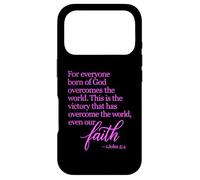 1 John 5:4 Faith Overcome Born of God Bible Verse Écriture Coque pour iPhone 17 Pro