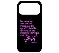 1 John 5:4 Faith Overcome Born of God Bible Verse Écriture Coque pour iPhone 17 Pro Max