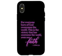 1 John 5:4 Faith Overcome Born of God Bible Verse Écriture Coque pour iPhone X/XS