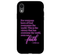 1 John 5:4 Faith Overcome Born of God Bible Verse Écriture Coque pour iPhone XR