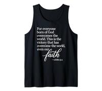 1 John 5:4 Faith Overcome Born of God Bible Verse Écriture Débardeur