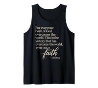 1 John 5:4 Faith Overcome Born of God Bible Verse Écriture Débardeur