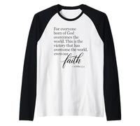 1 John 5:4 Faith Overcome Born of God Bible Verse Écriture Manche Raglan