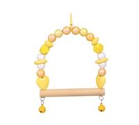 1 jouet pour oiseaux, 18 x 14 cm, perles en bois, en forme de cœur, multicolores, hamac, perroquet, échelle en bois avec cloches, accessoires pour perruches, balançoires, perruches, pinsons, jaune