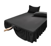 1 Jupe de lit Blanche et Noire à Volants avec élastique, Couvre-Matelas, Drap-Housse for Simple/Queen/King (sans taies d'oreiller) pour la Chambre(Black,1 pc Skirt 180x200cm)