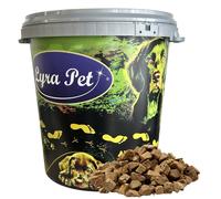 Lyra Pet® 1 kg (5 x 200 g) dés de foie de canard lyophilisés + seau de 30 L | snack de canard pour chiens & chats | friandise sans céréales & riche en nutriments | idéal pour chatons, chiots & seniors