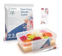 1 kg de cristaux de séchage de fleurs en gel de silice, réutilisables avec récipient hermétique et brosse, kit de conservation des fleurs pour bouquet de mariage, taille des perles fines < 1 mm