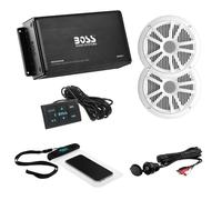 1 kit BOSS AUDIO SYSTEMS ASK902B.6 avec amplificateur Bluetooth 4 canaux, paire d'enceintes et étui pour smartphone,1 kit