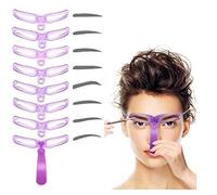 1 kit de mise en forme de pouple, modèle à sourcils, 8 styles, pochoir réutilisable avec poignée et sangle, lavable, couleur des sourcils, yeux