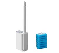 1 kit de nettoyage jetable, livré avec tige de nettoyage, boîte de rangement et 7 têtes de brosse éponge, brosse de toilette jetable, convient pour la salle de bain et les toilettes