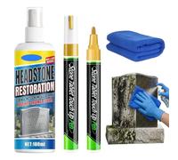 1 Kit de Restauration pour Pierres Tombales: Nettoyant Spray 50 ml + Chiffon Microfibre + 2 Stylo Doré - Pour Raviver les Inscriptions sur Marbre, Granit et Céramique, Résistant aux Intempéries