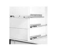 (1 Kit) Paire de coulisses invisibles pour tiroirs, à roulettes, 350 mm, sortie totale, système push, Zingué