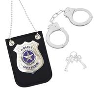 1 Kit Policier Enfant - Badge et Menottes Jouet - Accessoire Costume pour Carnaval, Halloween