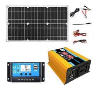 1 kit solaire double tension - Onduleur 4000 W et panneau 18 V/18 W avec contrôleur de charge 30 A pour camping-car, maison et bateau