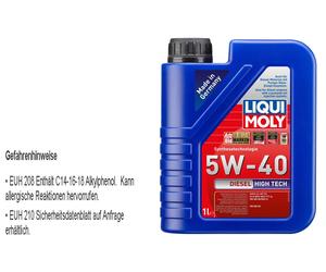 1 L Liqui Moly Diesel High Tech 5W-40 Pour VW 505 00 ACEA C3 API CF 500