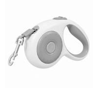 1 laisse rétractable pour chien, 3,7 m, bande en nylon pour animaux de petite et moyenne taille pesant jusqu'à 11,8 kg, laisse extensible pour chiot, gris hamburger