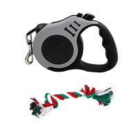 1 Laisse rétractable pour Chien avec 1 Laisse Jouet pour Chien, Corde en Nylon de 5 m avec poignée antidérapante, Frein à Une Main (Gris)