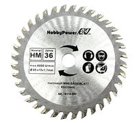 1 lame de scie circulaire HM Ø 85 x 15 mm 36 dents pour bois plastique compatible avec scie circulaire à main Bosch, Makita, 12 V 10,8 V