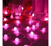 1 Lampe de fée LED rose - Guirlande lumineuse à boule circulaire, convient pour l'ambiance de la pièce, la décoration intérieure et extérieure, alimentée par batterie. Sans batterie, dimensions (1,5 m