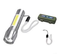 1 lampe de poche + 1 câble de données USB lampe torche de poche rechargeable pour banque d'alimentation XPE principale LED double lumière XPE + COB (J)