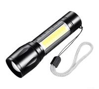 1 lampe de poche + 1 câble de données USB lampe torche de poche rechargeable pour banque d'alimentation XPE principale LED double lumière XPE + COB (D)