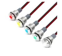 1 lampe témoin LED métallique de 10 mm, câblage inclus, 3 V, 6 V, 12 V, 24 V, 220 V, rouge, vert, jaune, blanc, bleu(YELLOW12-24VACDC)