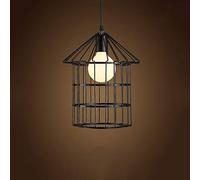 1-Light Chandelier Art Ceiling Pendant Lamp Creative Bird Cage Iron Bedroom Restaurant Aisle Halloween Modern Chandeliers (Color : White) (Black)