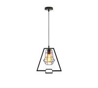 1 Light Industrial Cage Pipe Pendant Light- rétro Black Iron Vintage Suspendu Suspendu Plafond Plafond Assaleurs Semi-fluson