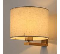 1-Light Led Wall Sconces, Indoor Sconce Light Fixture for Living Room with Cylindrical Fabric Lampshade, E27 Base, Iron Body Wall Lighting for Hallway Living Room Study Office(Chrome,Dark Color)/D/Lig