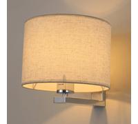 1-Light Led Wall Sconces, Indoor Sconce Light Fixture for Living Room with Cylindrical Fabric Lampshade, E27 Base, Iron Body Wall Lighting for Hallway Living Room Study Office(Chrome,Dark Color)/Chrom